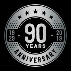 90 years anniversary logo template. Ninety years logo. Vector and illustration.