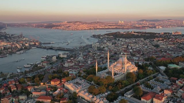 aerial view of Suleymaniye mosque and Istanbul