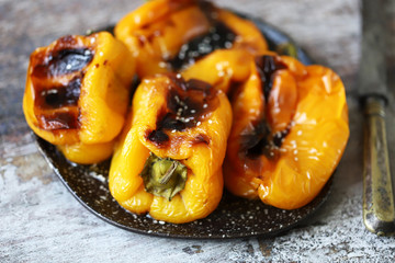 Grilled paprika. Autumn food. Vegan diet. Healthy snack.