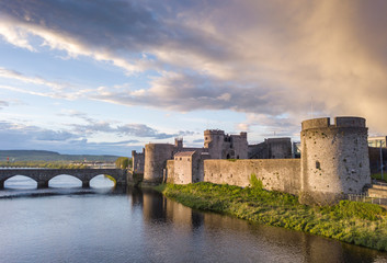 Fototapeta na wymiar King John's castle aerial view. Limerick, Ireland. May, 2019
