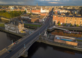 Limerick city center aerial view. Ireland. May, 2019