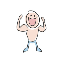 funny muscle man draw