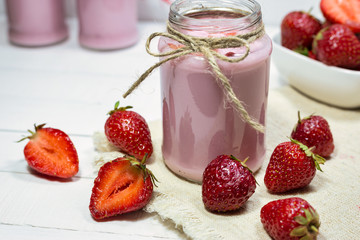 Homemade strawberry yogurt