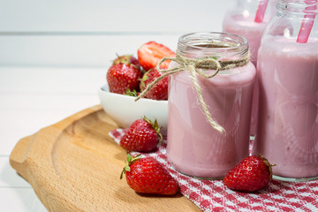 Healthy breakfast with fresh strawberries
