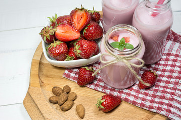 Healthy breakfast with fresh strawberries