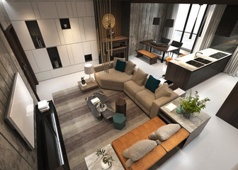 3d render of modern home interior