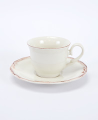 Obraz na płótnie Canvas Empty white ceramic coffee or tea cup and saucer isolated on white background_2
