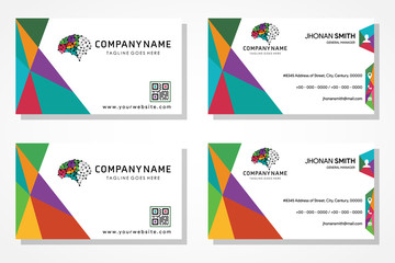 set of abstract modern Colorful triangle Business card, name card Design Template - stock vector
