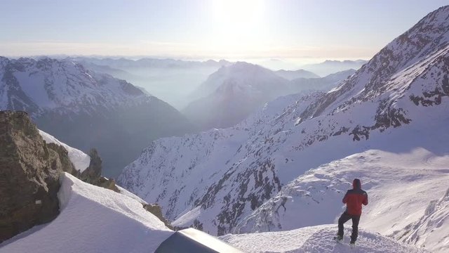 Mountain climber that looks at the valley, Simplon Pass, Switzerland