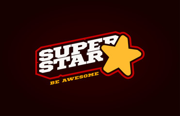 Superstar Modern professional sport Typography in retro style. Vector design emblem, badge and sporty template logo design.