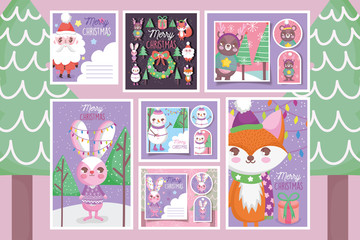 cute happy christmas tags icons