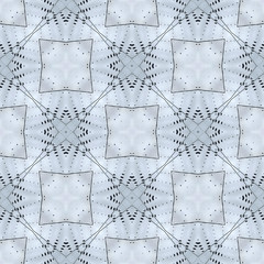 Grey and blue square, rhombus and cells absract seamless pattern