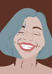 Retrato de una mujer alegre, con una amplia sonrisa 