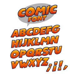 Vector of modern comical font and alphabet, comics style alphabet collection set