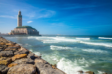 Hassan II Mosque in Casablanca.   The largest mosque in Morocco.