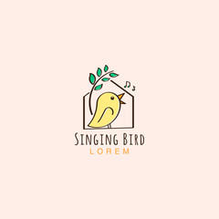 Icon Logo hand drawn of singing bird house