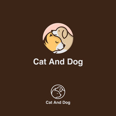 icon logo of  cat and dog in the circle