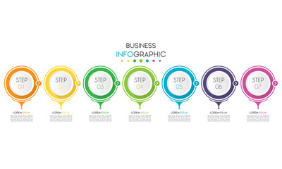 Business infographic. Timeline data visualization with step, number, or option design template. Vector Illustration