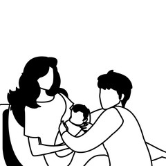 Mother and father with baby vector design