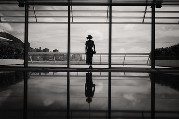 Fototapeta na wymiar silhouettes of people in airport