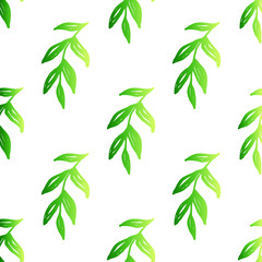 Gradient green and yellow leaves seamless pattern. Decorative illustration, good for printing. Great for label, print, packaging, fabric.