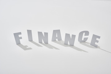 finance lettering with shadows on white background