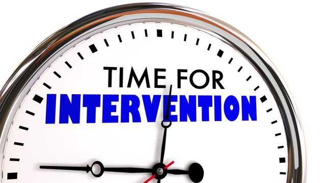  Time for Intervention Action Needed Now Intervene Clock 3d Animation