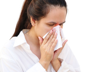 Asian woman use of the tissue.