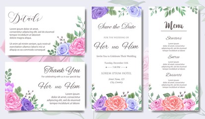 Beautiful Wedding Invitation with Floral Leaves