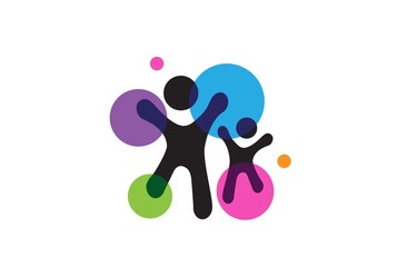 People care fun colorful illustration for health and education logo design