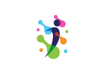 People care fun colorful illustration for health and education logo design