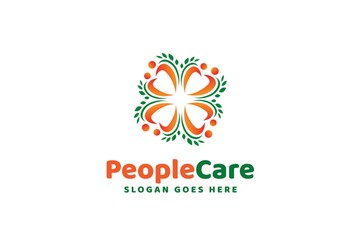 People care fun colorful illustration for health and education logo design
