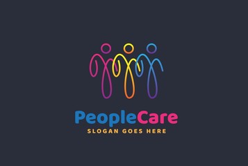 People care fun colorful illustration for health and education logo design