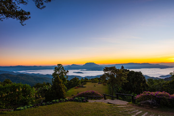 Viewpoint at Huay Nam Dang national park in the morning, Chiang mai, Thailand. Nobody