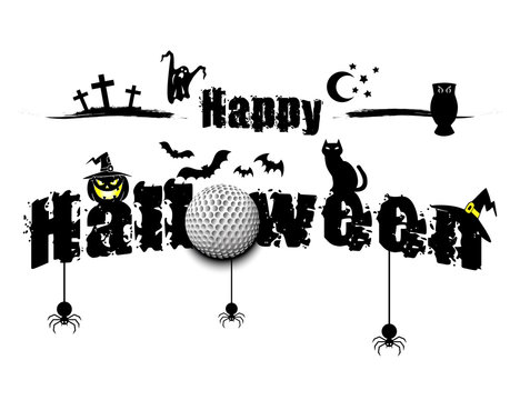 Happy halloween and golf ball