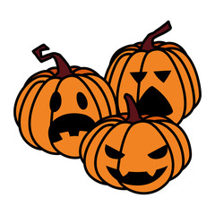 Halloween pumpkins cartoons vector design icon