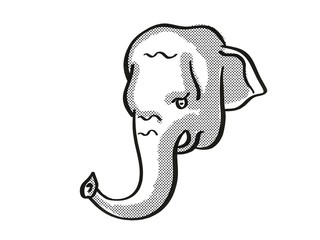 Borneo Elephant Endangered Wildlife Cartoon Mono Line Drawing