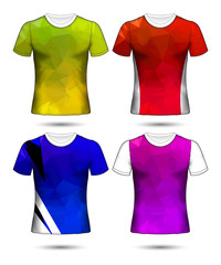  t-shirt templates abstract geometric collection of different colors polygonal mosaic