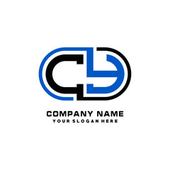Fototapeta premium CY initial letters looping linked oval elegant logo blue, black