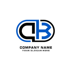 D initial letters looping linked oval elegant logo blue, black