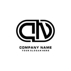 DN initial letters looping linked oval elegant logo blue, black