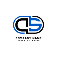 Fototapeta premium DS initial letters looping linked oval elegant logo blue, black