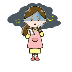 スマートフォン悪用を怖がる女性　ポーズ　イラスト