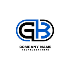 GK initial letters looping linked oval elegant logo blue, black