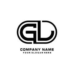 GL initial letters looping linked oval elegant logo blue, black