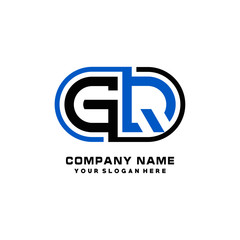 GQ initial letters looping linked oval elegant logo blue, black