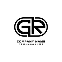 GR initial letters looping linked oval elegant logo blue, black