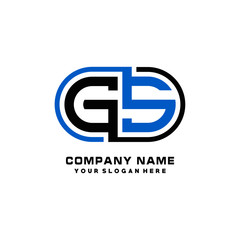 GS initial letters looping linked oval elegant logo blue, black