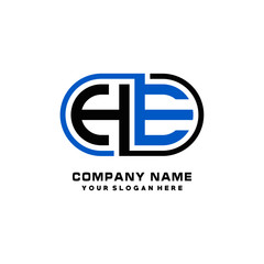 HE initial letters looping linked oval elegant logo blue, black