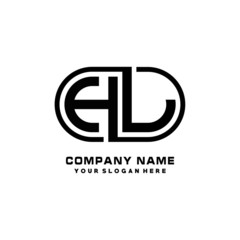 HL initial letters looping linked oval elegant logo blue, black